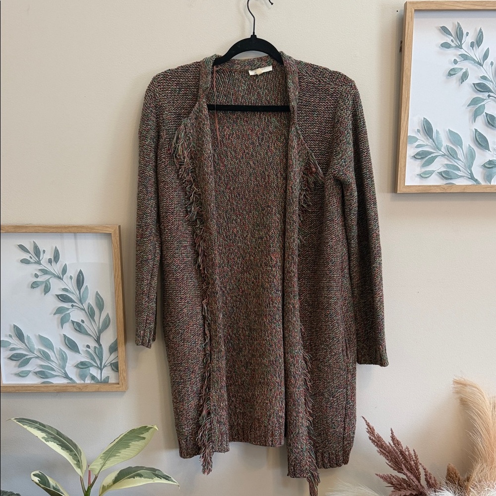 Mystree Multicolor Open-Front Cardigan